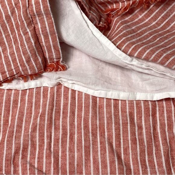 BeachLunchLounge Linen Blend Red & White Striped Button Up Shirt Dress Womens XL - Picture 14 of 16